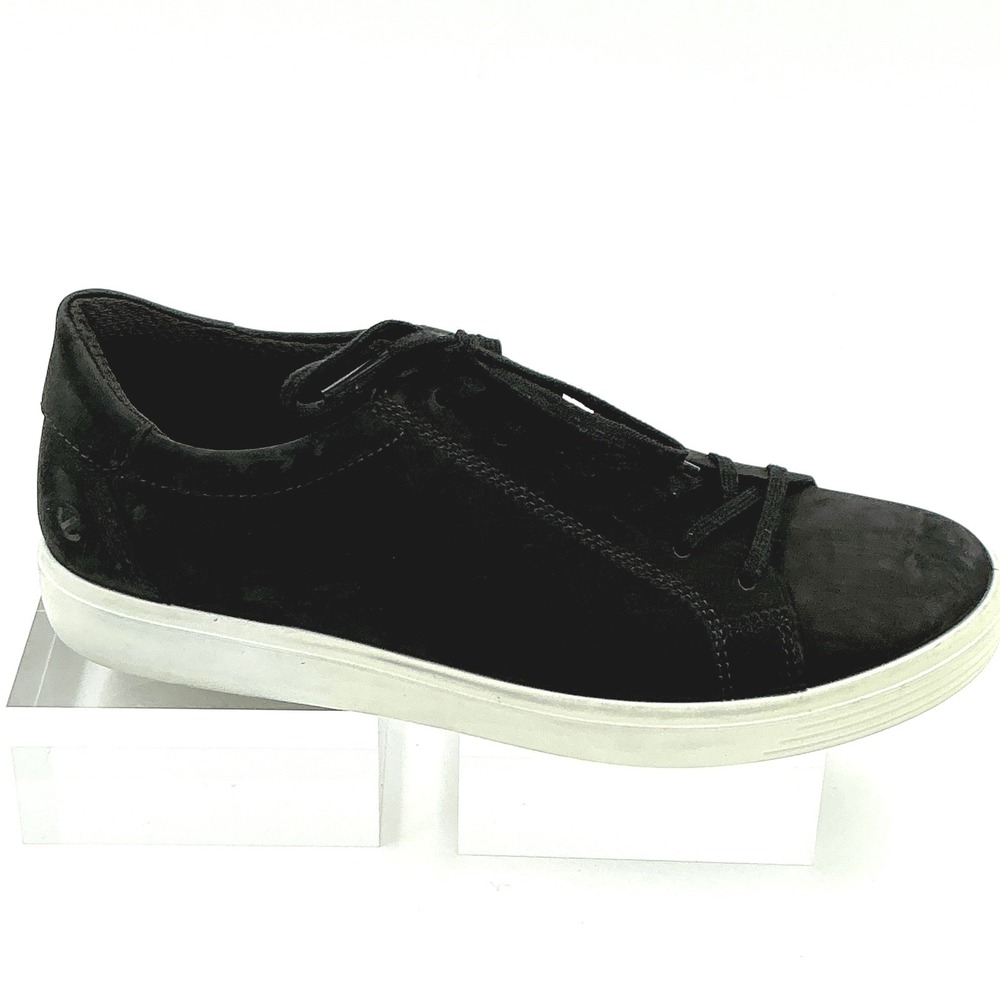 ECCO Size 39 8-8.5 Sneaker Black Nubuck Leather Soft 7 NEW Womens MSRP $160